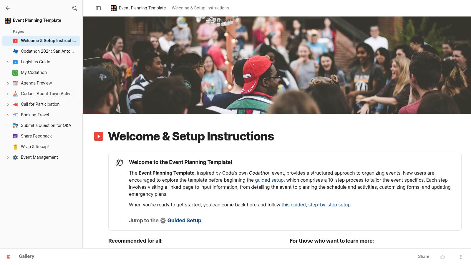 Coda, Event Planning Template (Coda doc)