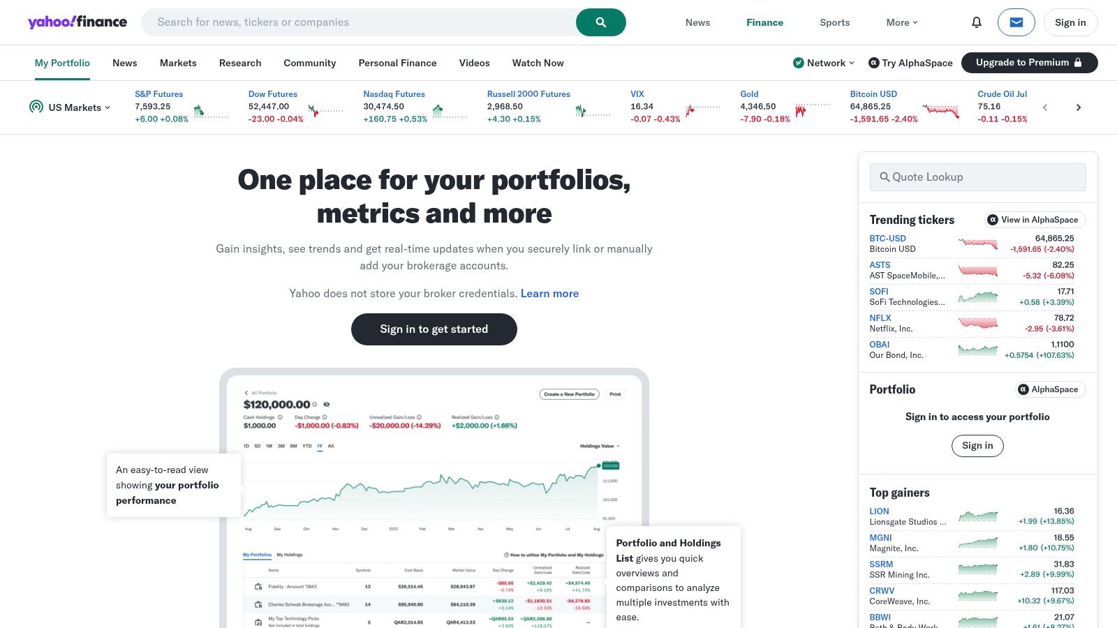 Yahoo Finance Portfolios