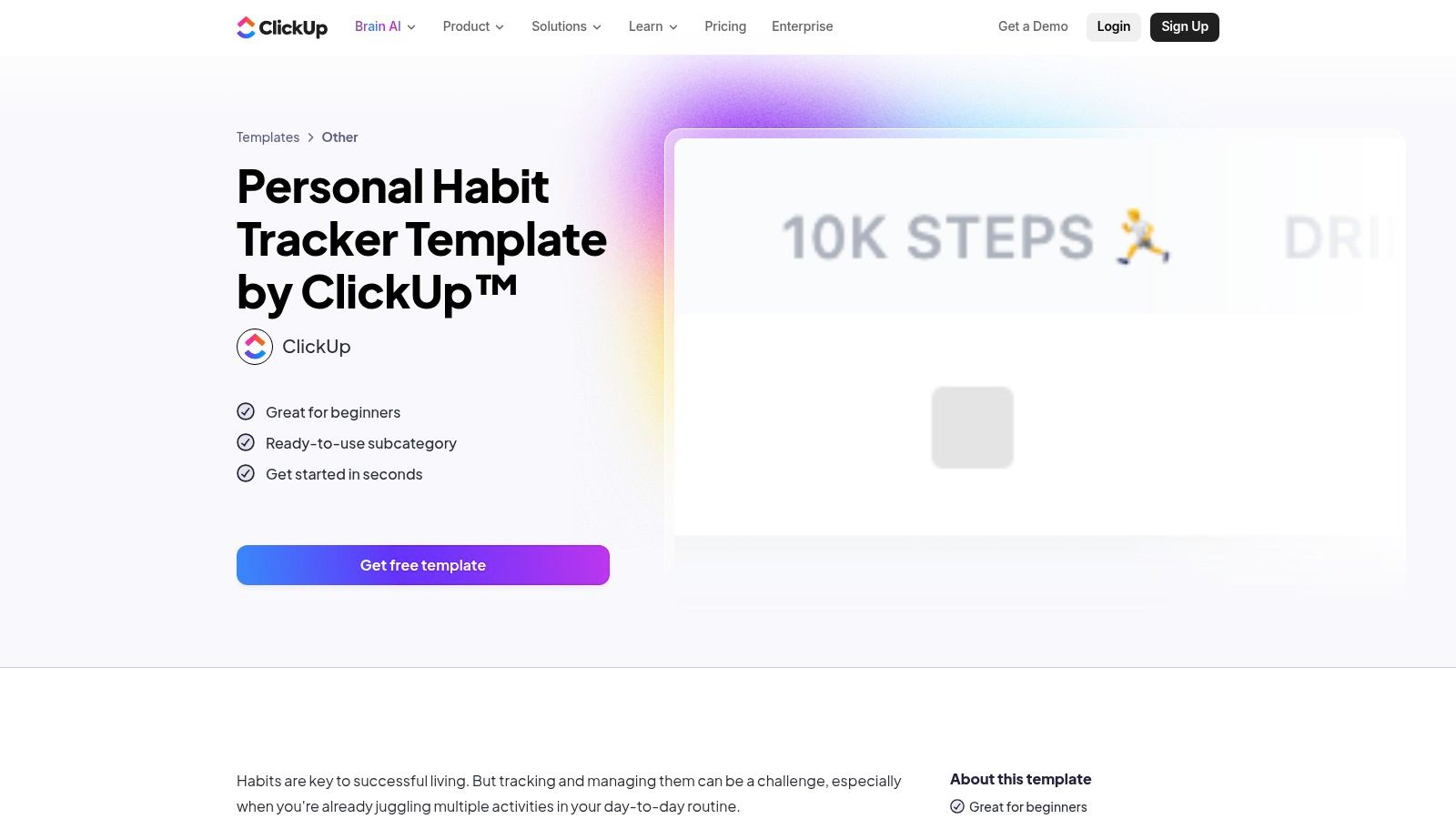 ClickUp Personal Habit Tracker Template